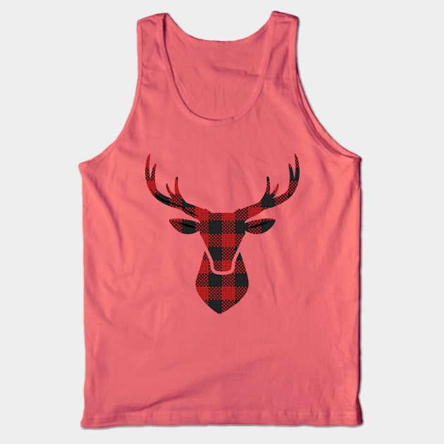 Red Check Reindeer Tank Top by chriswig